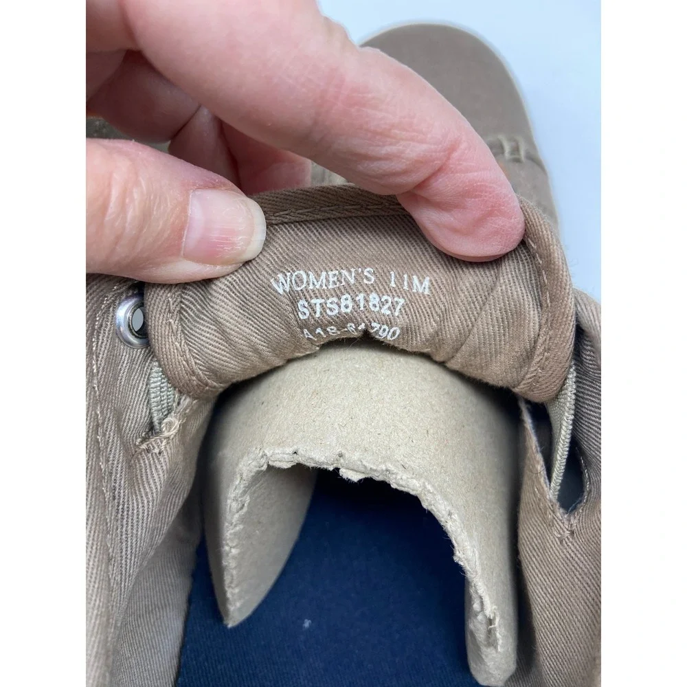 Sperry Shoes Womens Sz 11 Canvas‎ Sneakers Taupe Lace Up Comfort STS81827